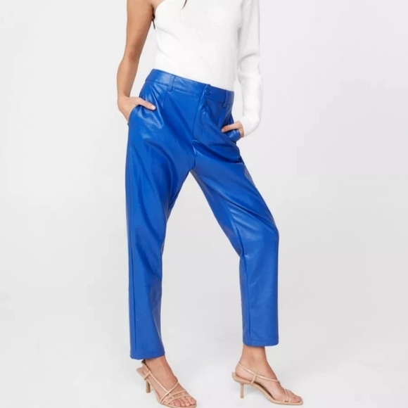 Nasty Gal Pants & Jumpsuits Blue Vegan Leather Pants Poshmark